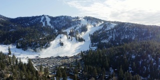 加利福尼亚大熊雪熊山滑雪场4K广阔的无人机视野