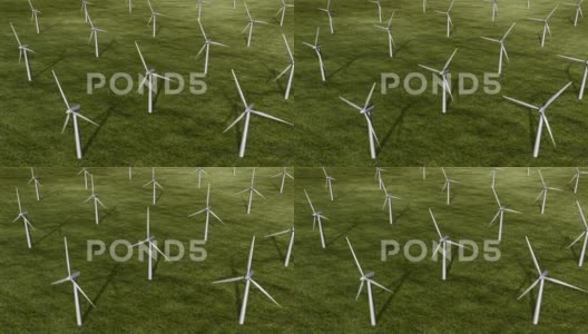 风力涡轮机场。俯视图。循环HD1080高清在线视频素材下载