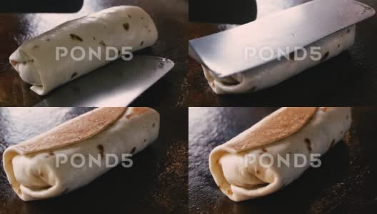 在烤架上烹制传统墨西哥卷饼高清在线视频素材下载