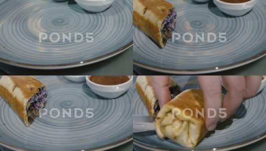 在烤架上烹饪传统墨西哥卷饼高清在线视频素材下载