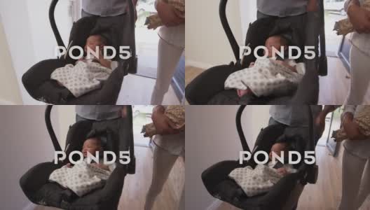 汽车座椅上的新生儿高清在线视频素材下载