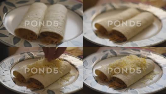 烹饪手持墨西哥卷饼奶酪高清在线视频素材下载