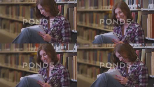 大学生 图书馆里的大学生特写镜头 高清在线视频素材下载