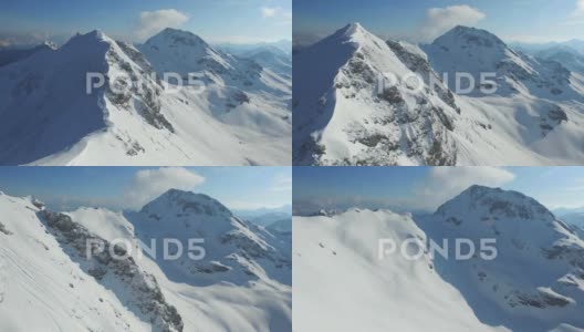 冬季空中山峰景观高清在线视频素材下载