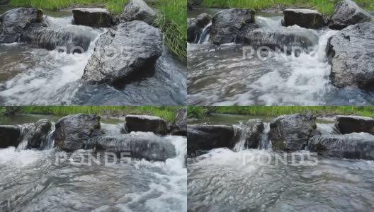河面上的小瀑布高清在线视频素材下载