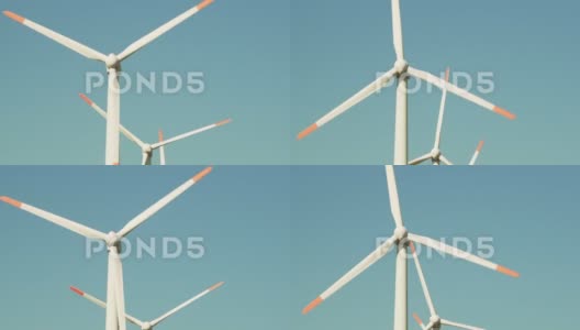 旋转的风力涡轮机叶片高清在线视频素材下载