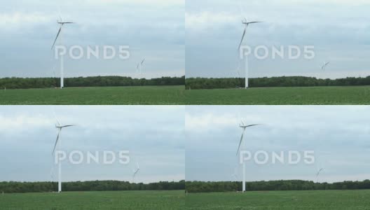 农田里的风力涡轮机高清在线视频素材下载