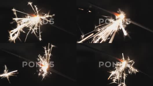 以60fps拍摄的黑暗中火花的特写镜头高清在线视频素材下载