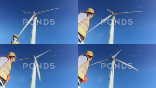 风力涡轮机工人高清在线视频素材下载
