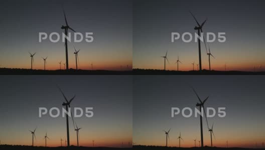 风力涡轮机日落或日出高清在线视频素材下载