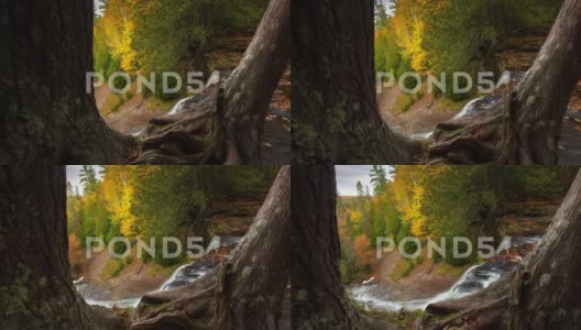 密歇根州——秋季小瀑布——4K延时摄影高清在线视频素材下载